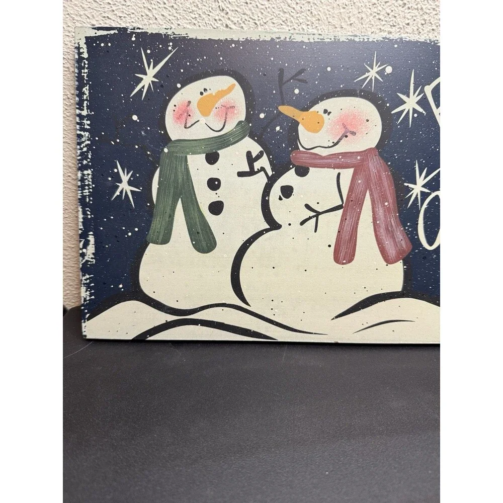 Wall Hanging Wood Snowman & Snow 'Baby It's Cold Outside' 18